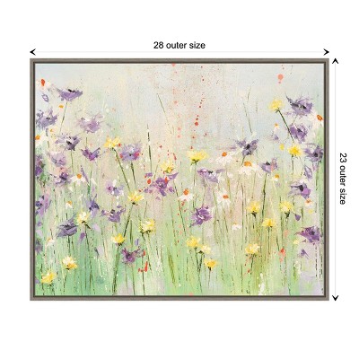 Pastel Floral Meadow Framed Canvas Wall Art Print