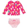 RuffleButts Girls UPF50+ Long Sleeve Rash Guard Bikini - 2 of 4