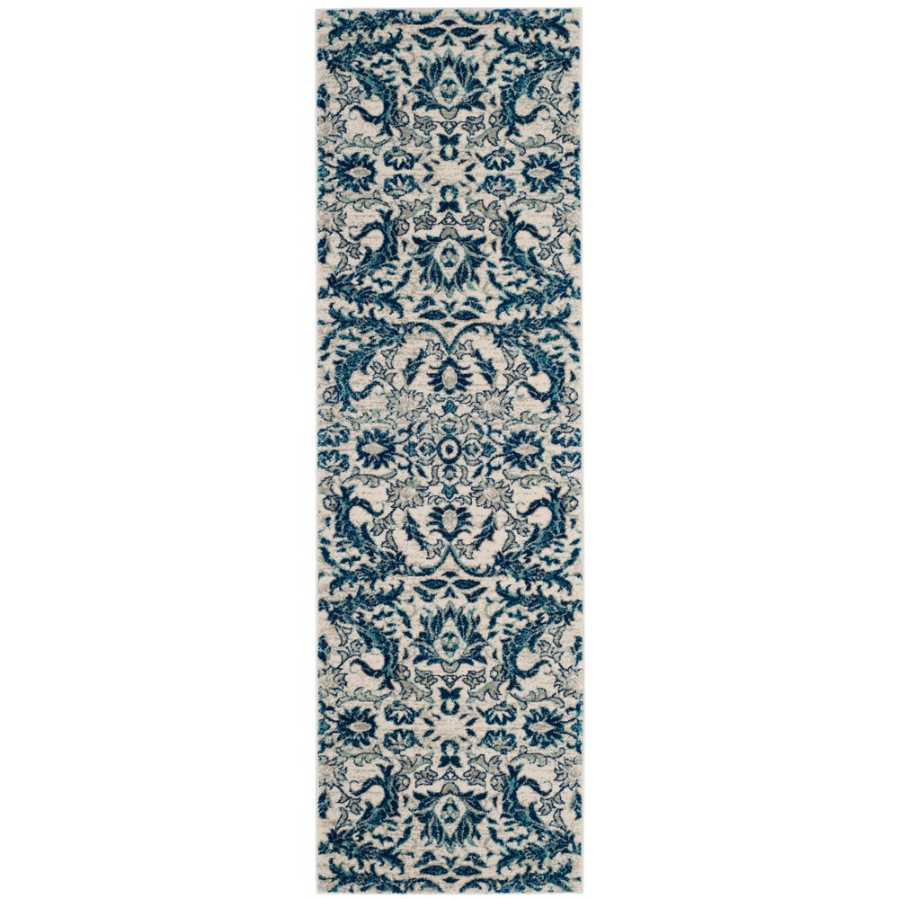  Runner Floral Loomed Rug Ivory/Blue