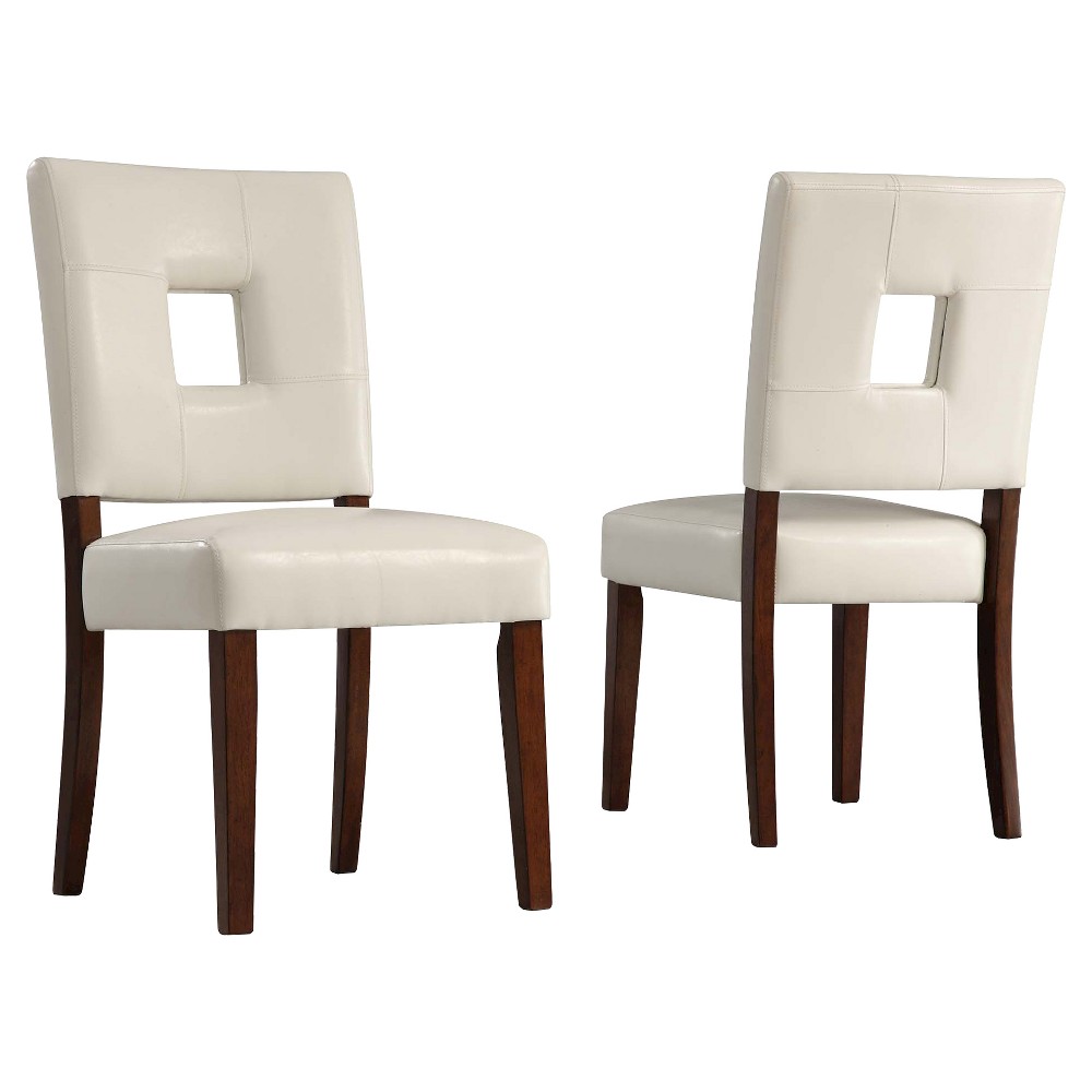 Photos - Dining Table Set of 2 Troy Keyhole Dining Chair Wood White - Inspire Q: Rubberwood Frame, Faux Leather, Spot Clean