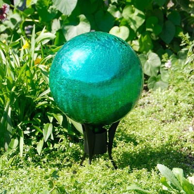 Emerald Green 12-Inch Crackle Glass Gazing Globe