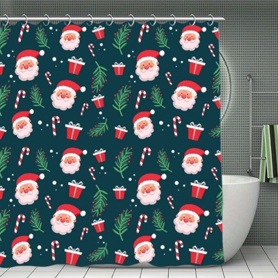 Santa Claus Pattern Shower Curtain ¨C Waterproof Polyester Holiday Bathroom Curtain with Privacy Protection,70.8x70.8 Inch