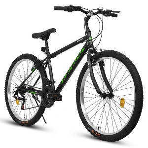 Okak 24IN Carbon Steel Frame Mountain Bike, 21-Speed Kids Bike with Dual V-Brake and Ergonomic Saddle, Bicycle for Commuting, Travel - 1 of 4