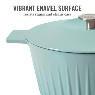 Blue Enameled Cast Iron 5-Quart Ribbed Dutch Oven