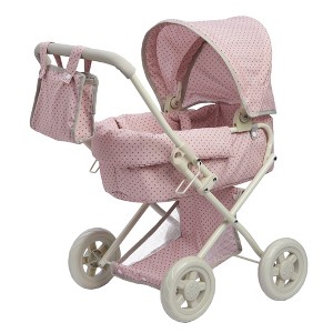 Olivia's Little World Buggy-Style Doll Pram with Canopy, Pink/Grey - 1 of 4