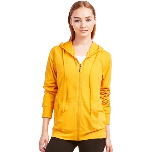Sofra Women's Cotton Comfort Zip Up Hoodie Jersey Sweater - 1 of 4