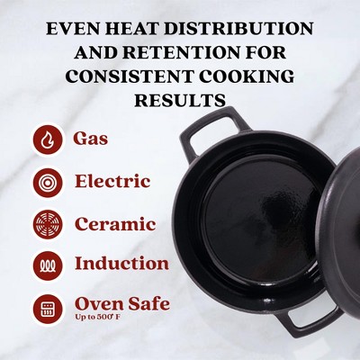 Alva 2 Qt Black Enameled Cast Iron Dutch Oven with Bamboo Inserts