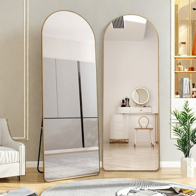 Glasflength Full Length Mirrors Wall Mirror, Decorative Mirror, Clothing Store, Floor Standing Large Mirror, Wall Mounted, Gold 23.2*0.6"*64.9"