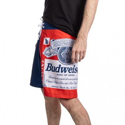 Budweiser Mens Budweiser Red White and Blue Beer Label Swim Board Shorts - 2XLarge — фото 3