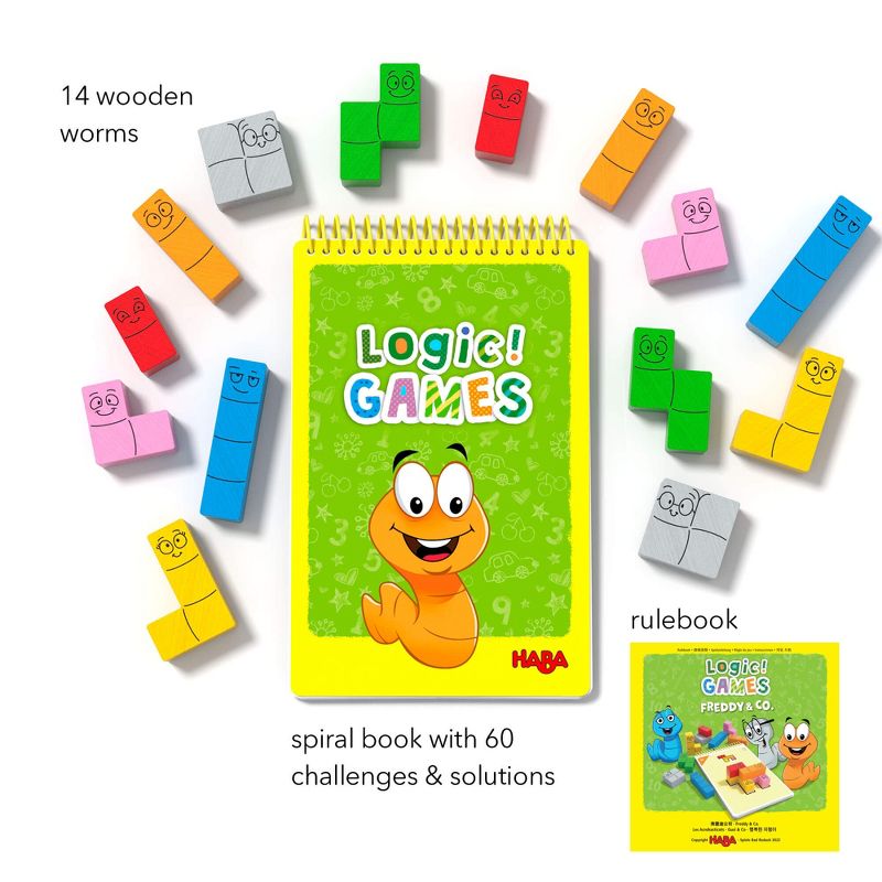 HABA Logic! Games:Happy Worms - Solo Brain Teaser Puzzling Game, 4 of 8