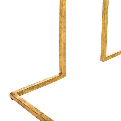 Transitional Greek Key 15'' Gold and Black Metal Side Table