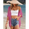 Womens Short Sleeve Cardigan Beach Cover Up Hollow-Out Sweater Cardigan Batswing Sleeve Cover Up Lightweight Cardigan - 4 of 4