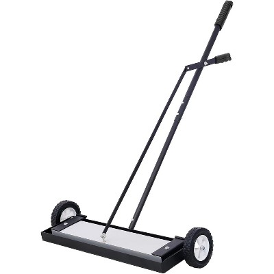 Garvee 24-Inch Rolling Magnetic Pick-Up Sweeper, 100LBS Capacity Quick Release Sweeper, Heavy Duty Magnetic Pickup Tool for Nails Screws Collection