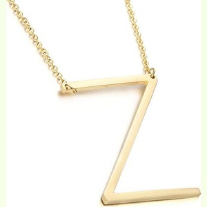 Large Sideways Initial Pendant Necklace 18K Gold Plated Stainless Steel - 1 of 4