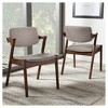 Set of 2 Elegant Mid - Century Wood and Fabric Upholstered Dining Armchairs - Light Gray, "Walnut" Dark Brown - Baxton Studio - 4 of 4