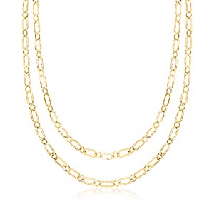 Ross-Simons Italian 18kt Gold Over Sterling Hammered and Polished Flat-Oval Link Layered Necklace Size 18 - 1 of 4