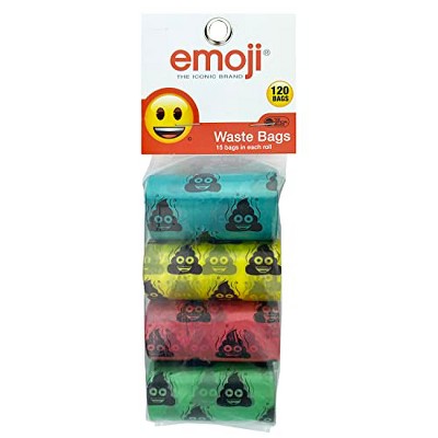 Multipet Emoji Dog Poop Waste Bags for Waste Refuse Cleanup (120 Count)