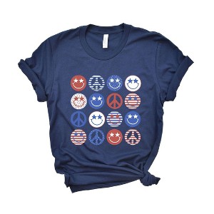 Simply Sage Market Women's Stacked 4th of July Smiley Face Short Sleeve Graphic Tee - 1 of 4