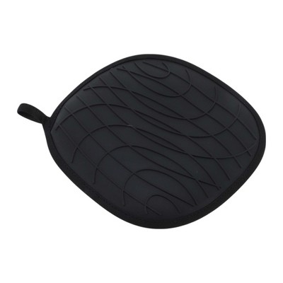 Unique Bargains Pot Holders Plaid Textured Heat Resistant Square Silicone Cotton Cloth Black
