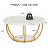 Syemin End Tables Modern Round Coffee Table, 2 Tier Coffee Table Circle Center Table Tea Table for Living Room, Beige, 31.69"*31.69"*17.32" - 3 of 4