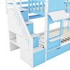 PAGED Wooden Castle Bunk Bed Loft Bed, Twin over Twin Bed Frame with Drawers, Shelves, Slide, Stairs and Guardrail for Kids, Teens - 4 of 4