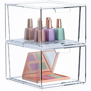 Sorbus Clear Stackable Acrylic Drawer Makeup Organizer - for Vanity, Bathroom, Under Sink, Cabinets, Jewelry, and More - 1 of 4