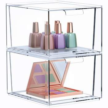 Sorbus 2 Pack Clear Stackable Acrylic Drawer Makeup Organizers - for Vanity, Bathroom, Under Sink, Cabinets, Jewelry, and More
