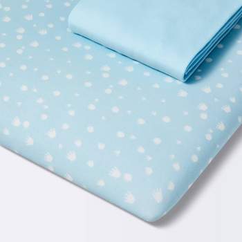 Fitted Jersey Play Yard Crib Sheet Dino-snore - Light Blue - 2pk - Cloud Island™