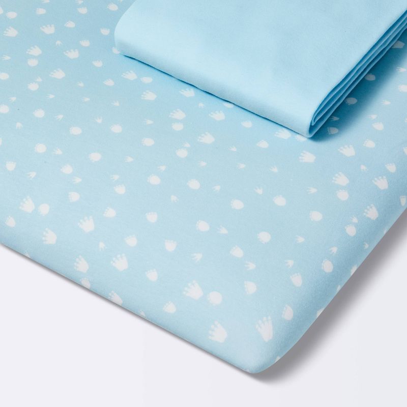 Fitted Jersey Play Yard Crib Sheet Dino-snore - Light Blue - 2pk - Cloud Island&#8482;, 1 of 6