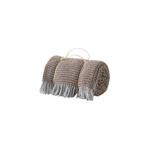 HomeRoots 55" X 70" Chocolate And Gray Cotton Blend Woven Checkered Plush Throw Blanket with Fringe - 1 of 4
