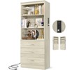 Aheaplus 6-Tier Tall Cabinet with USB Ports and Outlets, Storage Cabinet with Drawers and Open Shelves - 2 of 4