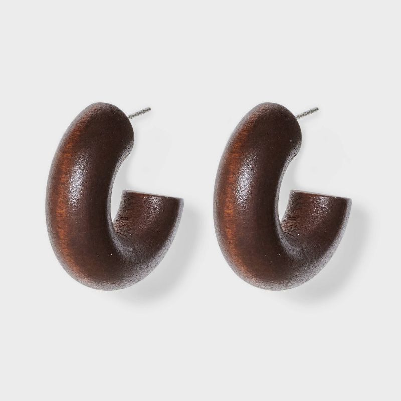 Thick Hoop Earrings - A New Day&#8482; Brown, 1 of 5