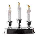 Northlight 9" LED Lighted 3-Tier Silver Glitter Candelabra Christmas Decoration - White/Silver