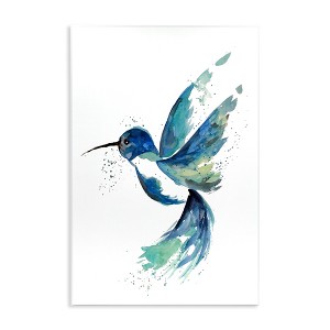Stupell Industries Modern Blue Hummingbird Flying Wall Plaque Art, 13" x 19" - 1 of 4