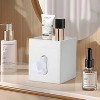 LunaLulinlk Tissue Box Cover, PU Leather Square Tissue Box Holder with Storage Tray Stylish Tissue Holder Decorative Organizer (White) - 3 of 4