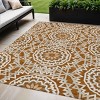 Orange Copper And Beige Floral Medallion Washable Indoor Outdoor Area Rug - 2 of 4
