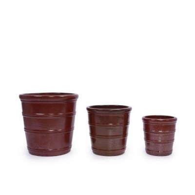 Syemin Planters 3 Pieces Ceramic Flowerpot, Modern Planter with Drainage Hole for Patio, Garden or Windowsills, Red, 15.94"*15.94"*15.94"