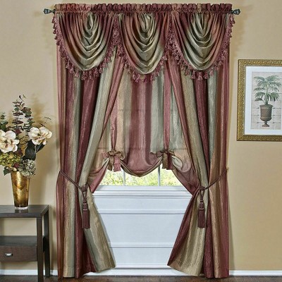 GoodGram Royal Ombre Crushed Semi Sheer Complete 6 Pc. Window Curtain & Valance Set