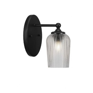 Toltec Lighting Capri 1 - Light Sconce in  Matte Black with 5" Clear Textured Shade - 1 of 1