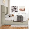 Bed Frame with Lift Up Storage,Linen Upholstered Platform Bed,Wingback Headboard - 4 of 4