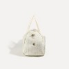 White new embroidered travel bag large capacity luggage bag light storage handbag crossbody Boston bag - 3 of 4
