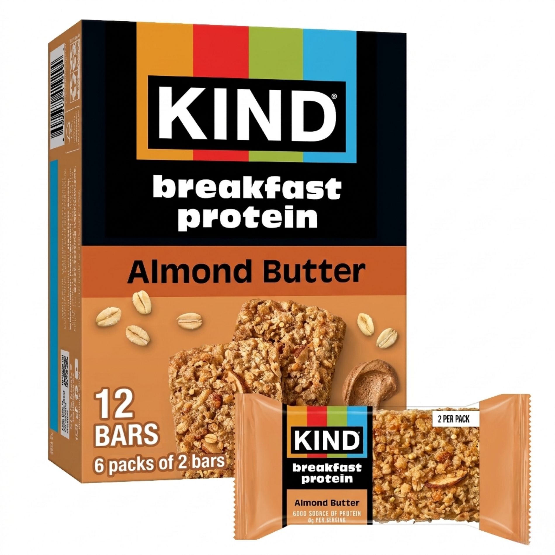 KIND Breakfast Protein Bars Almond Butter - 8g Protein - 10.56oz/12ct