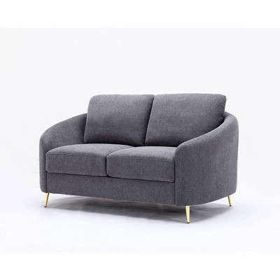Yuina 60'' Gray Linen Loveseat with Sloped Arms