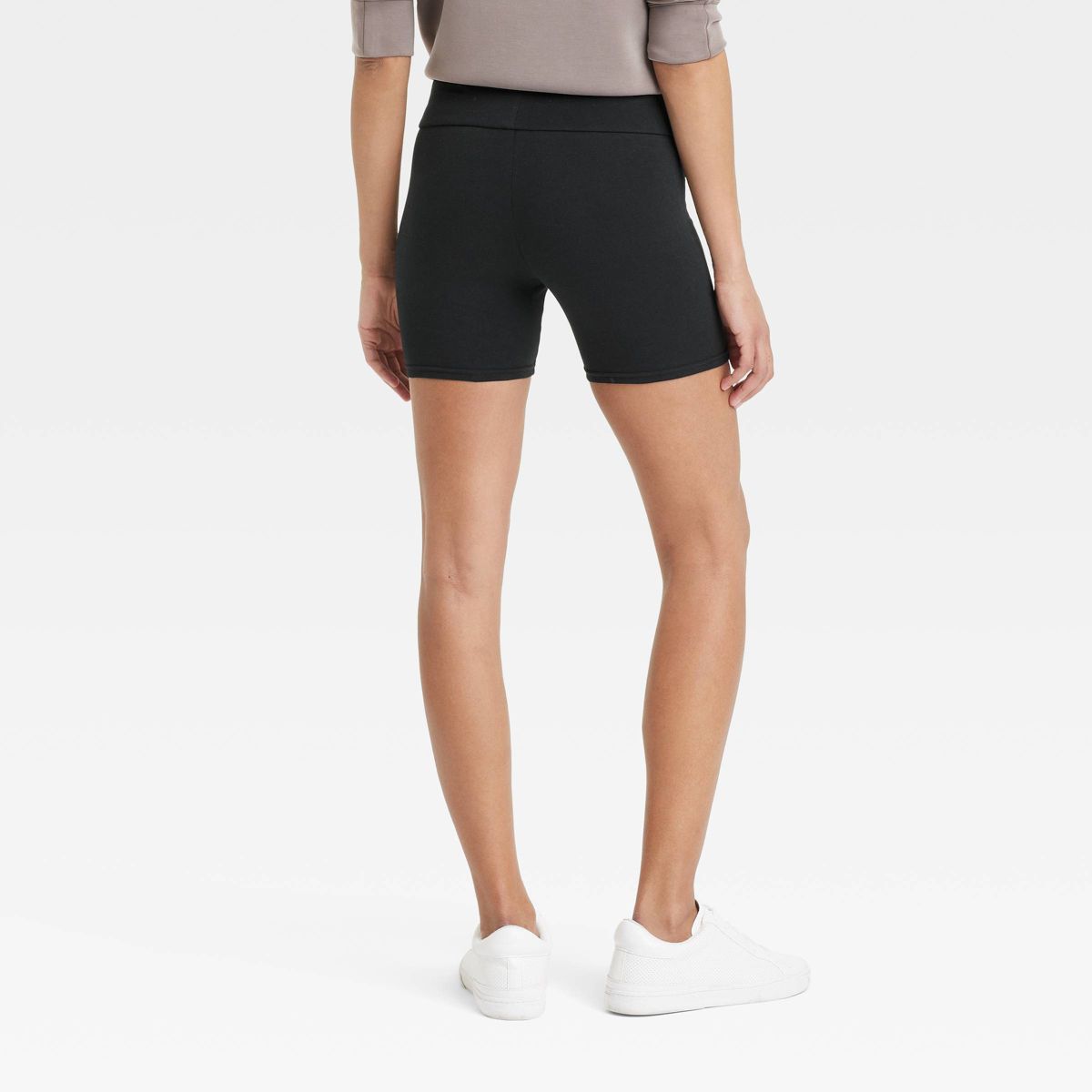 Women's High Rise Cotton 5" Inseam Bike Shorts - A New Day™ Black - thumbnail 2