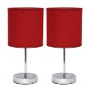 11.81" Traditional Petite Metal Stick Bedside Table Desk Lamp in Chrome with Fabric Shade - Creekwood Home - 2 of 4