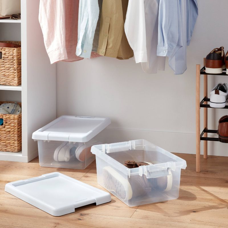 2pk S Latching Clear Storage Bins with White Lid - Brightroom&#8482;, 3 of 5