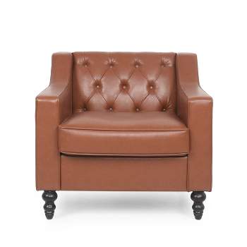 Furman Contemporary Tufted Club Chair Cognac - Christopher Knight Home