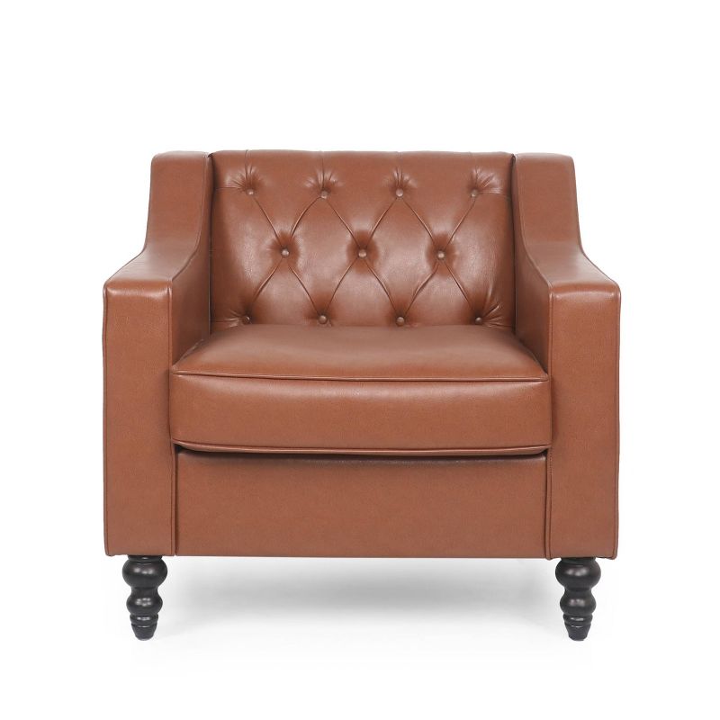 Furman Contemporary Tufted Club Chair Cognac - Christopher Knight Home, 1 of 11