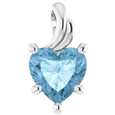 Pompeii3 7mm Blue Topaz Women's Heart Pendant in 14k Gold Necklace 5mm Tall