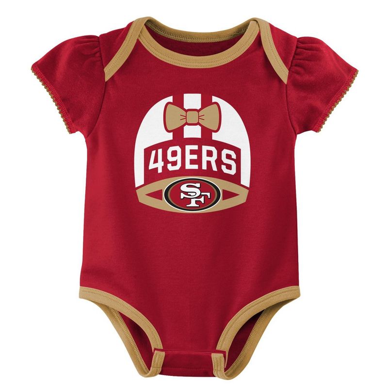 NFL San Francisco 49ers Baby Girls&#39; Onesies 3pk Set, 4 of 5